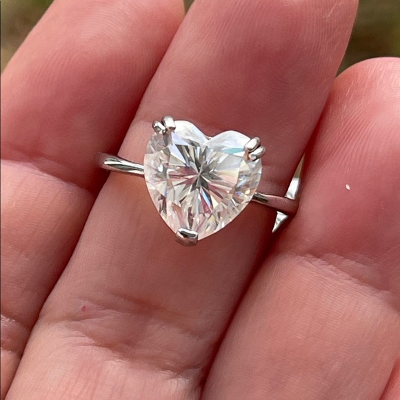 Moissanite 4ct Heart Shape Ring Size 5 925 Silver GRA Certified w/ Inscription - Picture 5 of 14